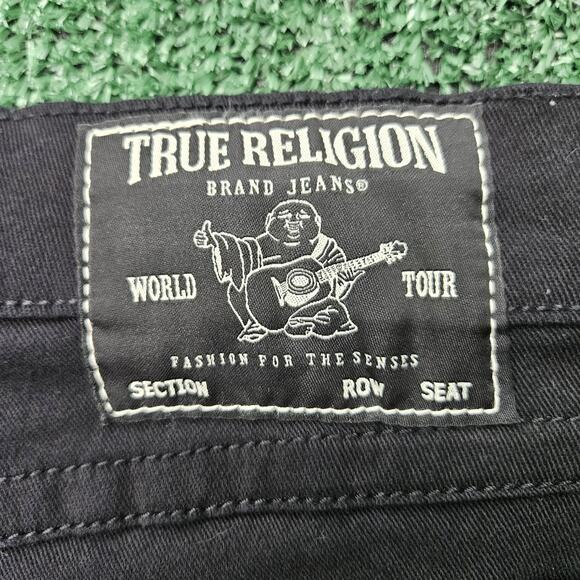 True Religion Jeans Flap Black Rocco Relaxed Skinny Denim Men’s Sz 32x30 - Picture 11 of 15